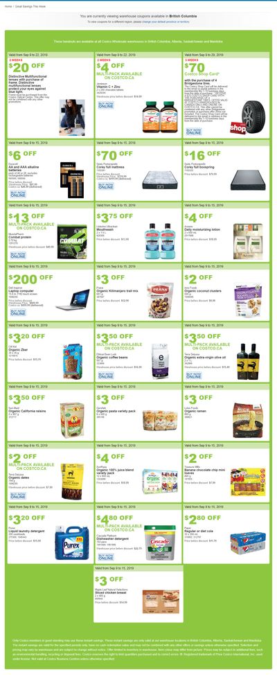 Costco (BC, AB, SK and MB) Weekly Savings September 9 to 15