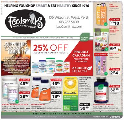 Foodsmiths Health First Flyer July 2 to 18