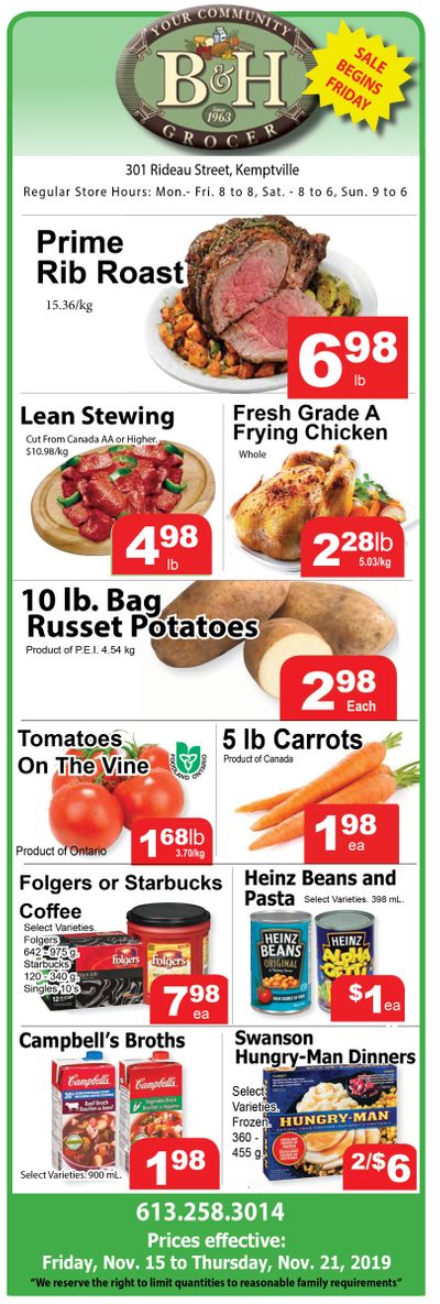 B&H Your Community Grocer Flyer November 15 to 21