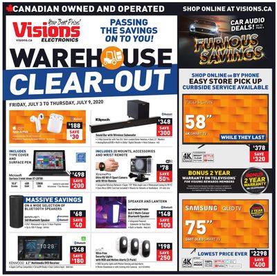 Visions Electronics Warehouse Clear-Out Flyer July 3 to 9