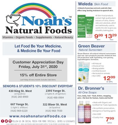 Noah's Natural Foods Flyer July 1 to 31