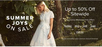 Hudson’s Bay Canada Offers: Summer Joys on Sale Save up to 50% off Sitewide