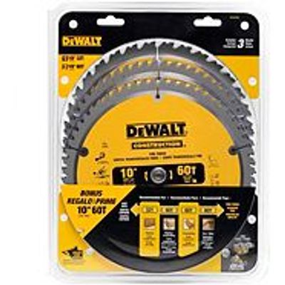 DEWALT DW3106P5B3C Circular Saw Blades, 10-in, 3-pk On Sale for $69.98 at Canadian Tire Canada