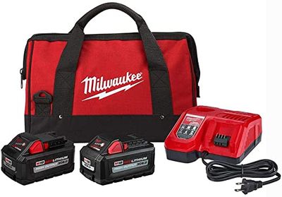 Milwaukee Tool M18 18V HIGH OUTPUT Starter Kit with (1) 8.0 Ah, Battery (1) 6.0 Ah Battery, Rapid Charger & Bag On Sale for $399.00 at The Home Depot Canada