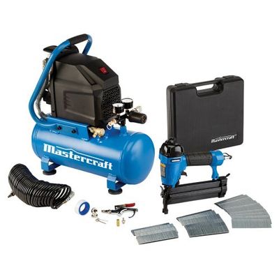 Mastercraft 3 Gallon Hot Dog Compressor & 2-in-1 Nailer Kit On Sale for $149.99 at Canadian Tire Canada
