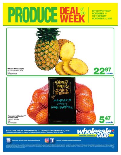 Wholesale Club (West) Produce Deal of the Week Flyer November 15 to 21