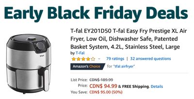 Amazon Canada Early Black Friday Deals: Save 50% on T-fal XL Air Fryer + 40% on Disney Baby Finding Nemo Sea of Activities Jumper + More Deals