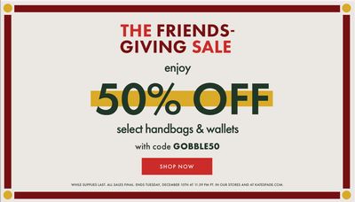 Kate Spade The Friends Giving Coupon Code Sale: Save 50% off Handbags & Wallets!