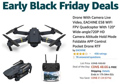 Amazon Canada Early Black Friday Deals Of The Day: Save 51% on EACHINE Drones + 25% Off Select Queen Titles