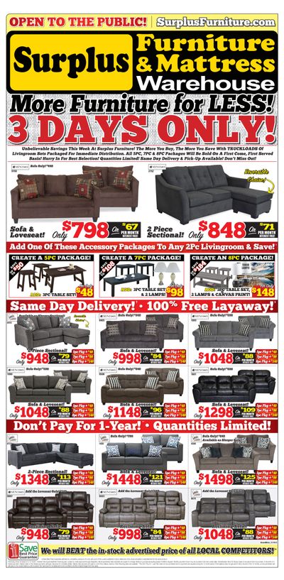 Surplus Furniture & Mattress Warehouse (Winnipeg) Flyer November 19 to 25