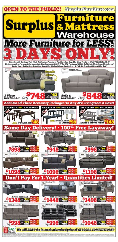 Surplus Furniture & Mattress Warehouse (Thunder Bay) Flyer November 19 to 25