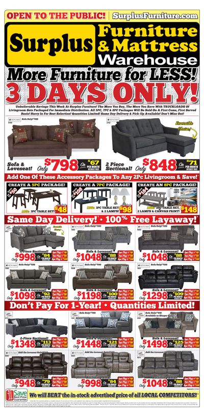 Surplus Furniture & Mattress Warehouse (Regina) Flyer November 19 to 25