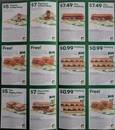 Subway Canada Coupons: Buy One Get One FREE + Buy Any Footlong with Drink and Get One Footlong for $0.99 + More Coupons