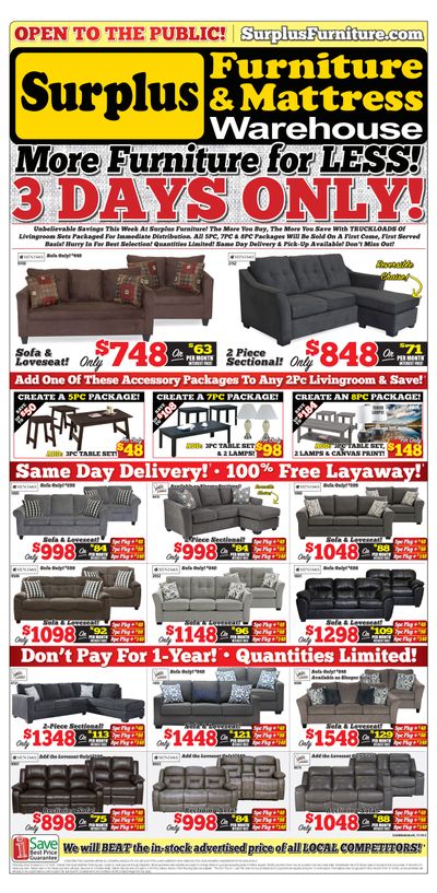 Surplus Furniture & Mattress Warehouse (Medicine Hat) Flyer November 19 to 25