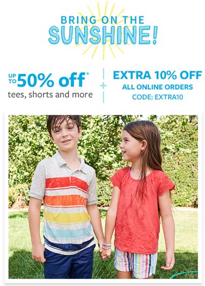 Carter’s OshKosh B’gosh Canada Deals: Save Extra 10% Off Online Purchase with Coupon Code + 50% off Summer Faves!