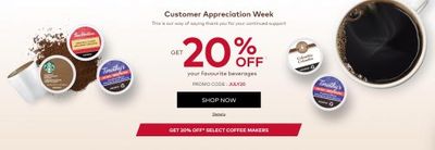 Keurig Canada Customer Appreciation Sale: Save 20% OFF Your Fave Beverages + FREE Shipping + More
