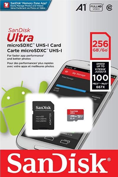 SanDisk 256GB Ultra MicroSDXC UHS-I Memory Card with Adapter - 100MB/S, C10, U1, Full HD, A1, Micro SD Card For $45.02 At Amazon Canada