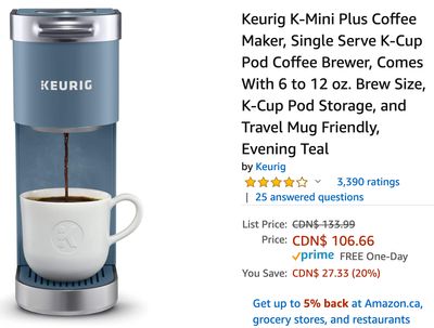 Amazon Canada Deals: Save 20% on Keurig K-Mini Plus Coffee Make + 48% on Nerf Fortnite TS Blaster + More Offers