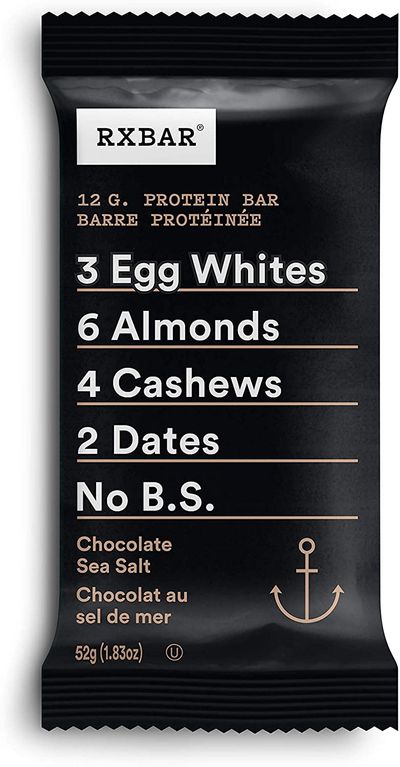 RXBAR Whole Food Protein Bar, Chocolate Sea Salt, 12 Count, 52g On Sale for $19.98 (Save $12.30) at Amazon Canada