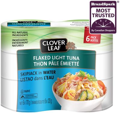 Clover Leaf Flake Light Tuna in Water 170g, 6 Count On Sale for $5.82 (Save $1.42) at Amazon Canada