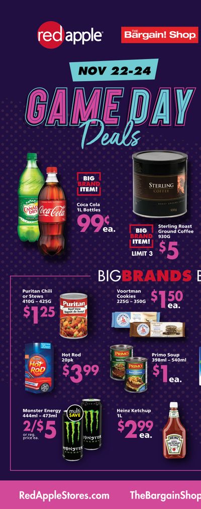 The Bargain Shop and Red Apple Stores Flyer November 22 to 24