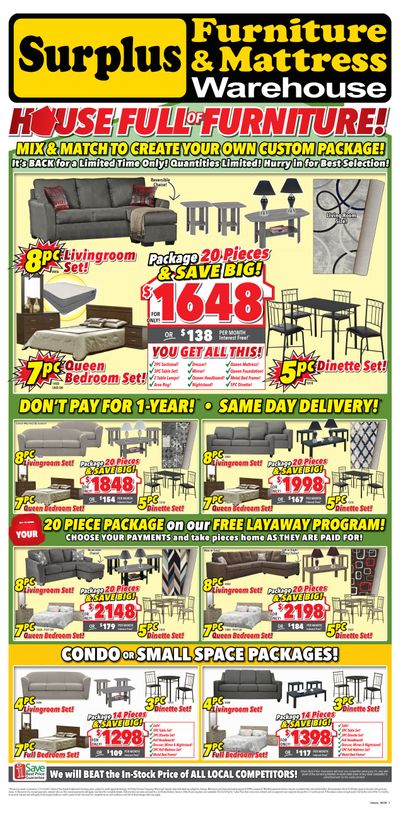 Surplus Furniture & Mattress Warehouse (Belleville) Flyer July 28 to August 10