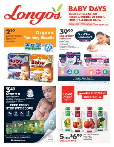 Longo's Baby Days Flyer July 30 to September 2