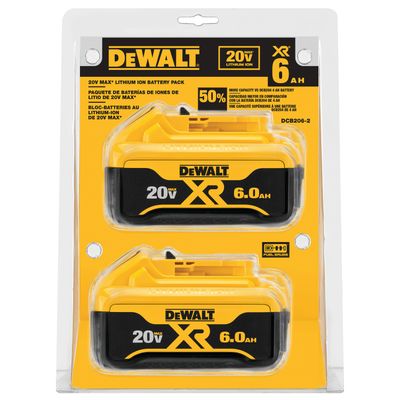 Dewalt 20v max premium xr 6.0ah lithium ion battery pack 2p On Sale for $169.00 at The Home Depot Canada