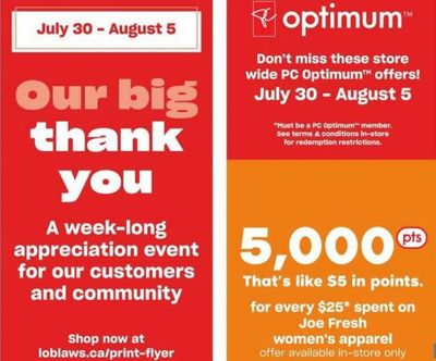 Loblaws Ontario PC Optimum Offers July 30th – August 5th