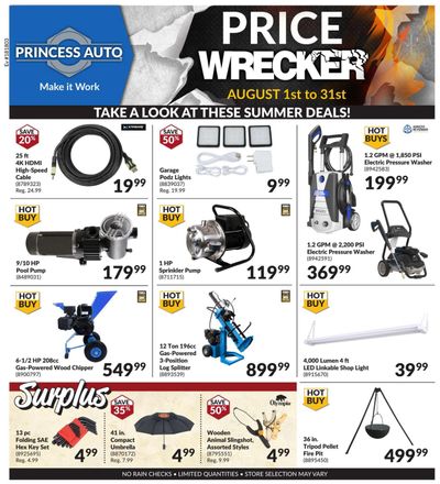 Princess Auto Price Wrecker Flyer August 1 to 31