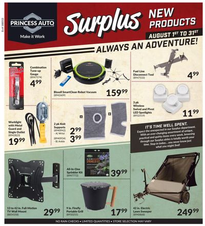 Princess Auto Surplus New Products Flyer August 1 to 31