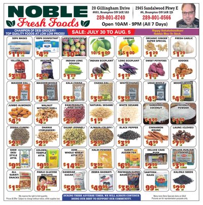 Noble Fresh Foods Flyer July 30 to August 5