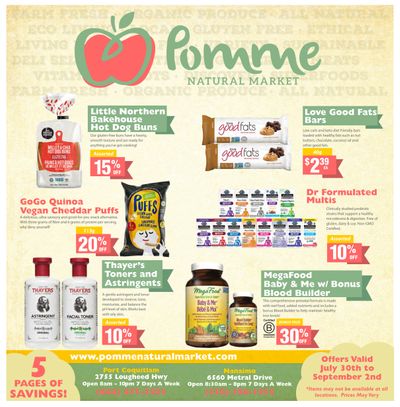 Pomme Natural Market Monthly Flyer July 30 to September 2