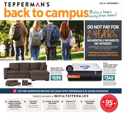 Tepperman's Back to Campus Flyer July 31 to September 3