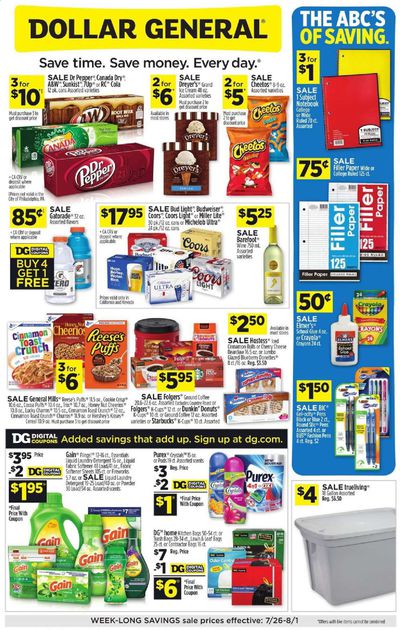 Dollar General Weekly Ad July 26 to August 1 Dollar General Weekly Ad July 26 to August 1