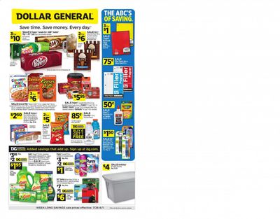 Dollar General (IA, LA, MI, MN, NJ, NY, OH, OK, PA) Weekly Ad July 26 to August 1