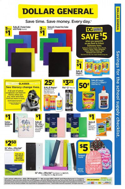 Dollar General (AL, GA, IN, LA, SC, TN) Weekly Ad July 26 to August 1