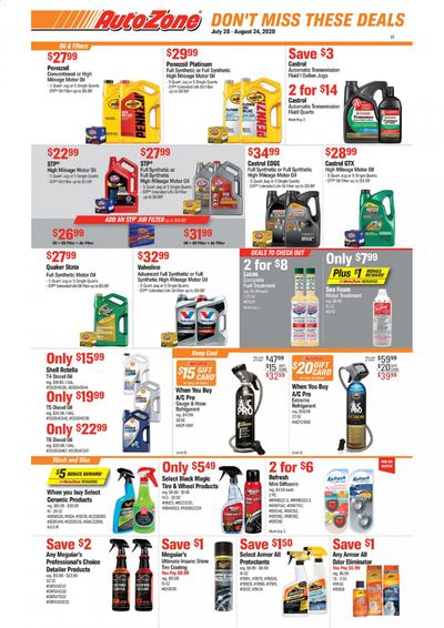 Autozone Weekly Ad July 28 to August 24