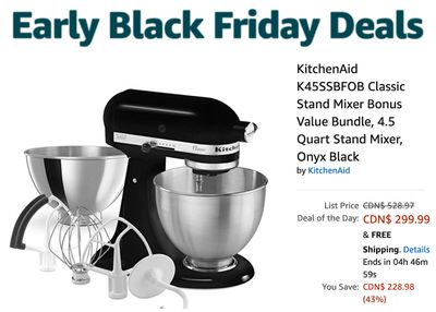 Amazon Canada Early Black Friday Deals Of The Day: Save 43% on KitchenAid Classic Stand Mixer Bonus Value Bundle + Save 62% on Transformers Titles Movies