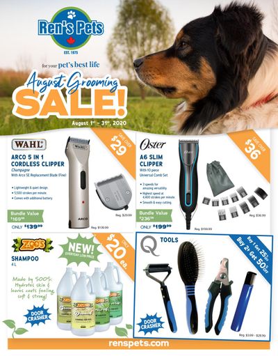 Ren's Pets Depot Monthly Grooming Sale Flyer August 1 to 31