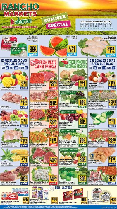 Rancho Markets Weekly Ad July 28 to August 3