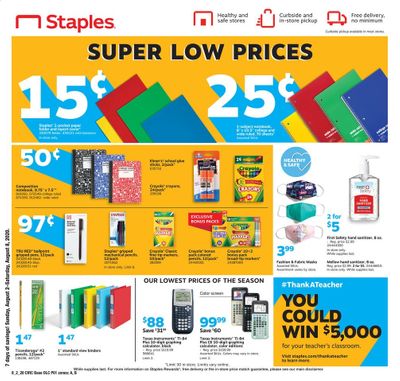 Staples Weekly Ad August 2 to August 8