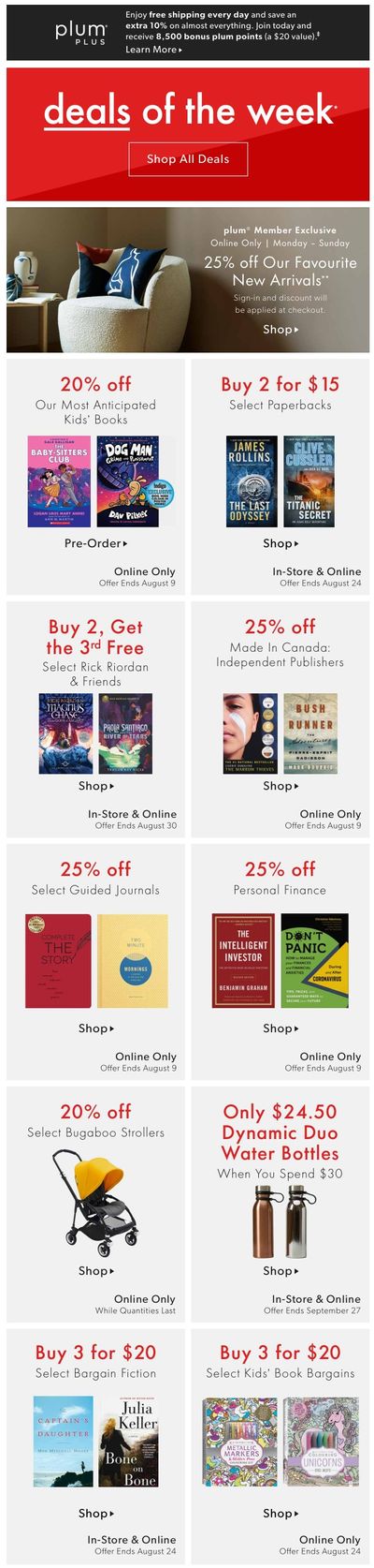 Chapters Indigo Online Deals of the Week August 3 to 9