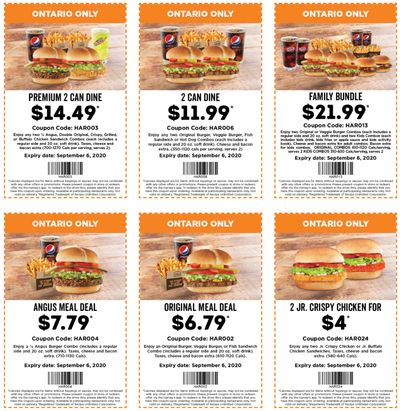 Harvey’s Canada Coupons (Ontario): Until September 6
