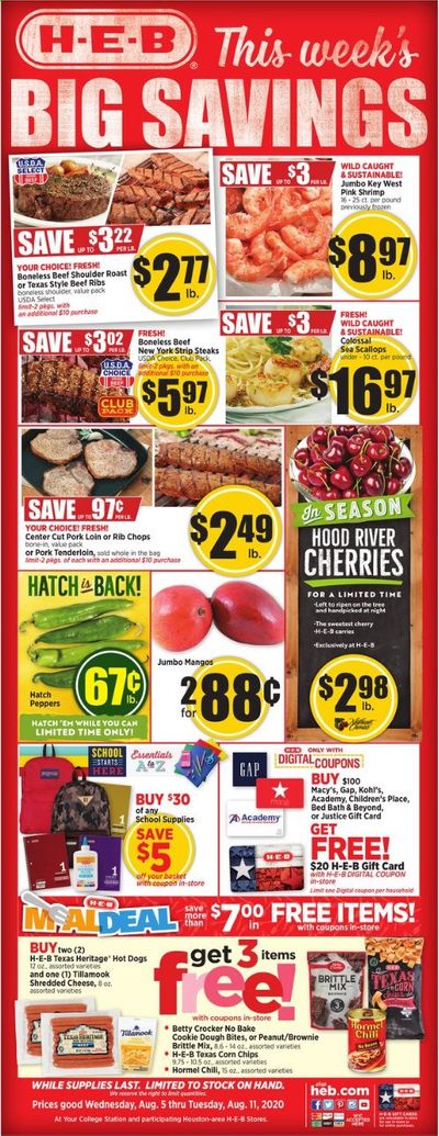 H-E-B Weekly Ad August 5 to August 11