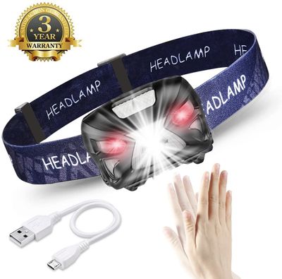 LED Headlamp,1200mAh USB Rechargeable Headlights with Motion Detector On Sale for $7.49 (Save $5.30) at Amazon Canada