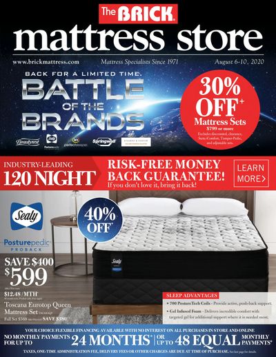 The Brick Mattress Store Flyer August 6 to 10