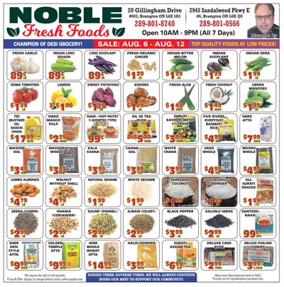 Noble Fresh Foods Flyer August 6 to 12