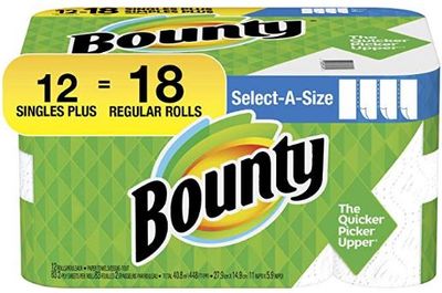 Bounty Select-A-Size Paper Towels, White, 12 Single Plus Rolls = 18 Regular Rolls (Packaging May Vary) For $15.97 At Amazon Canada