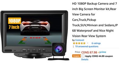 Amazon Canada Deals: Save 50% on Backup Camera 7″ Screen Monitor, Rear View for Cars with Coupon + 48% on Sprinkler Water Pad Outdoor Toys for Kids + More Offers